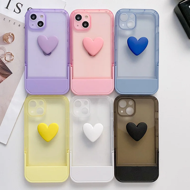 Cute Love Heart Bracket Lens Protection Phone Case For iPhone 13 12 11 Pro XS Max X XR Transparent Candy Colors Soft Cover
Cute Love Heart Bracket Lens Protection Phone Case For iPhone 13 12 11 Pro XS Max X XR Transparent Candy Colors Soft Cover