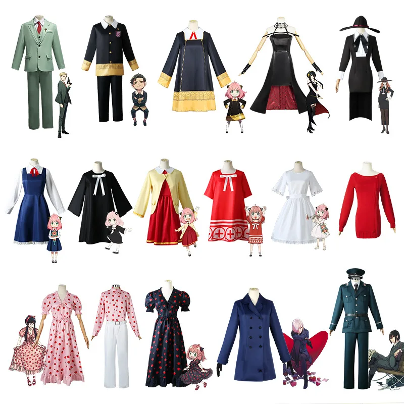 

Spy X Family Anya Forger Cosplay Costume Anime Dress Socks Headgear Uniform Halloween Christmas Party Skirt Adult Kids Clothes