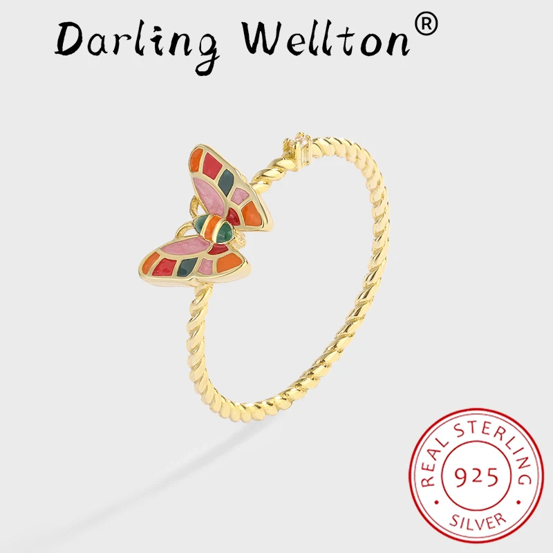Vintage18K Gold Enamel Colorful Butterfly Insect Couple Ring For Women Diamond Original Sterling Silver Anniversary Gift Jewelry 
Vintage18K Gold Enamel Colorful Butterfly Insect Couple Ring For Women Diamond Original Sterling Silver Anniversary Gift Jewelry