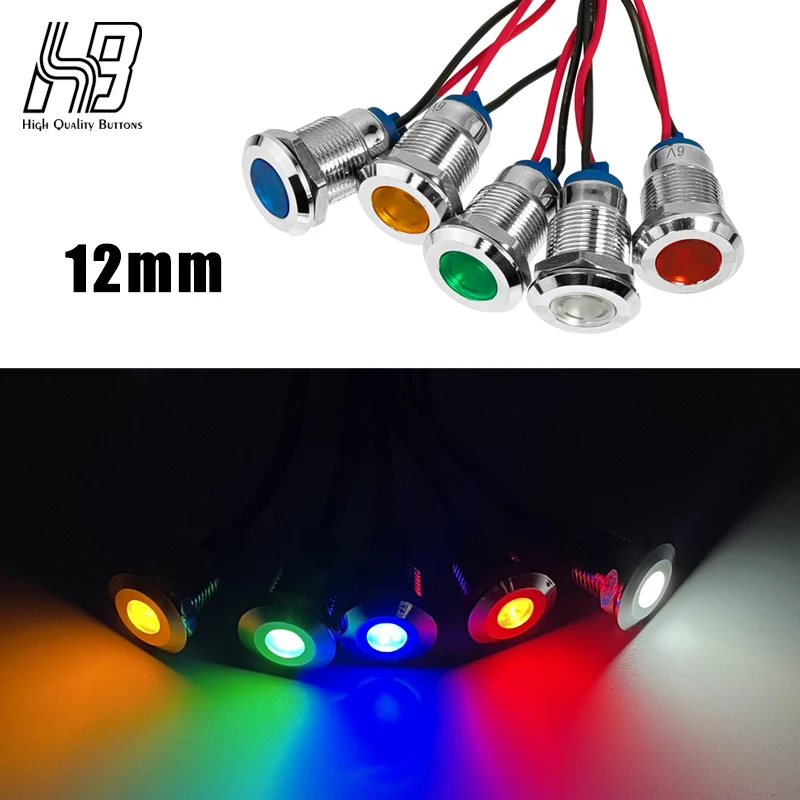 Металлический светодиодный сигнальный индикатор, водонепроницаемый IP67 сигнальный индикатор, 12 мм, с проводами, переключатель красного, синего, белого, зеленого цветов 
Металлический светодиодный сигнальный индикатор, водонепроницаемый IP67 сигнальный индикатор, 12 мм, с проводами, переключатель красного, синего, белого, зеленого цветов