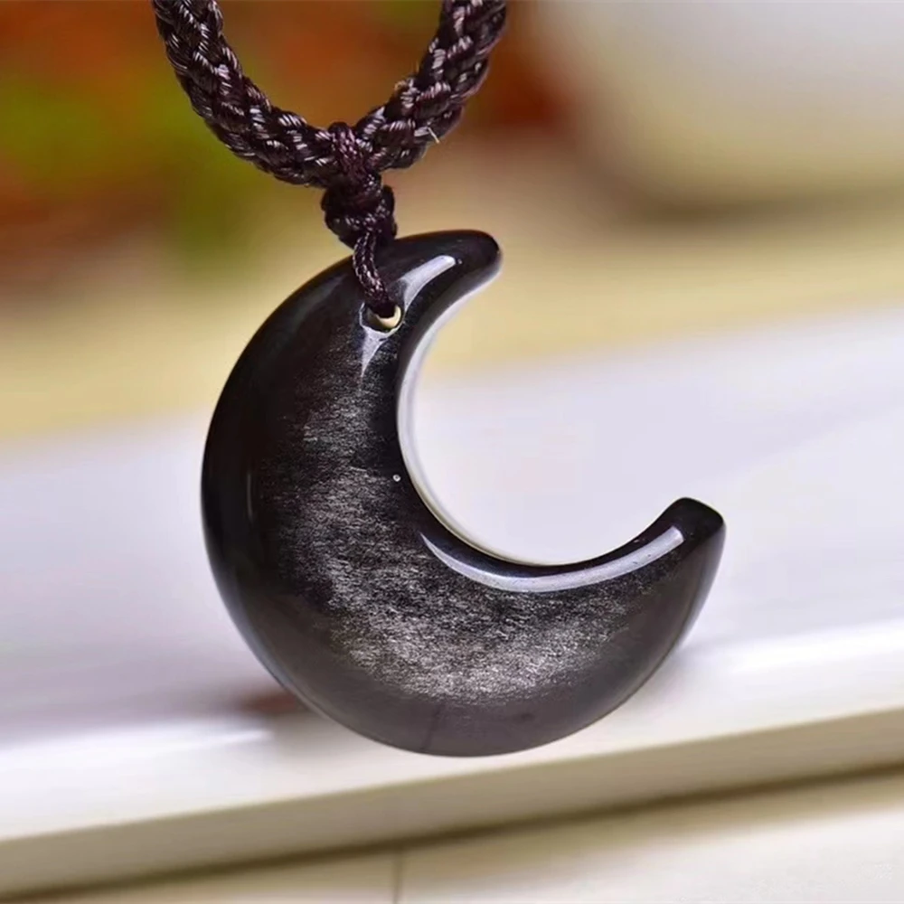 Natural Stone Moon Necklace Healing Silver Obsidian Crystal Quartz Reiki Pendant Chain Necklace Gift
Natural Stone Moon Necklace Healing Silver Obsidian Crystal Quartz Reiki Pendant Chain Necklace Gift