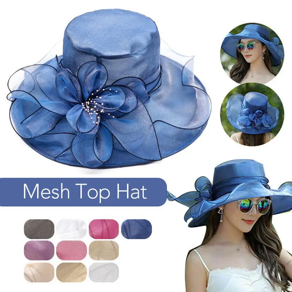Vintage Women Foldable Organza Church Derby Hat Ruffles Wide Brim Summer Bridal Sun Hat Ladies Outdoor Styling Fashion Sun Hats 
Vintage Women Foldable Organza Church Derby Hat Ruffles Wide Brim Summer Bridal Sun Hat Ladies Outdoor Styling Fashion Sun Hats