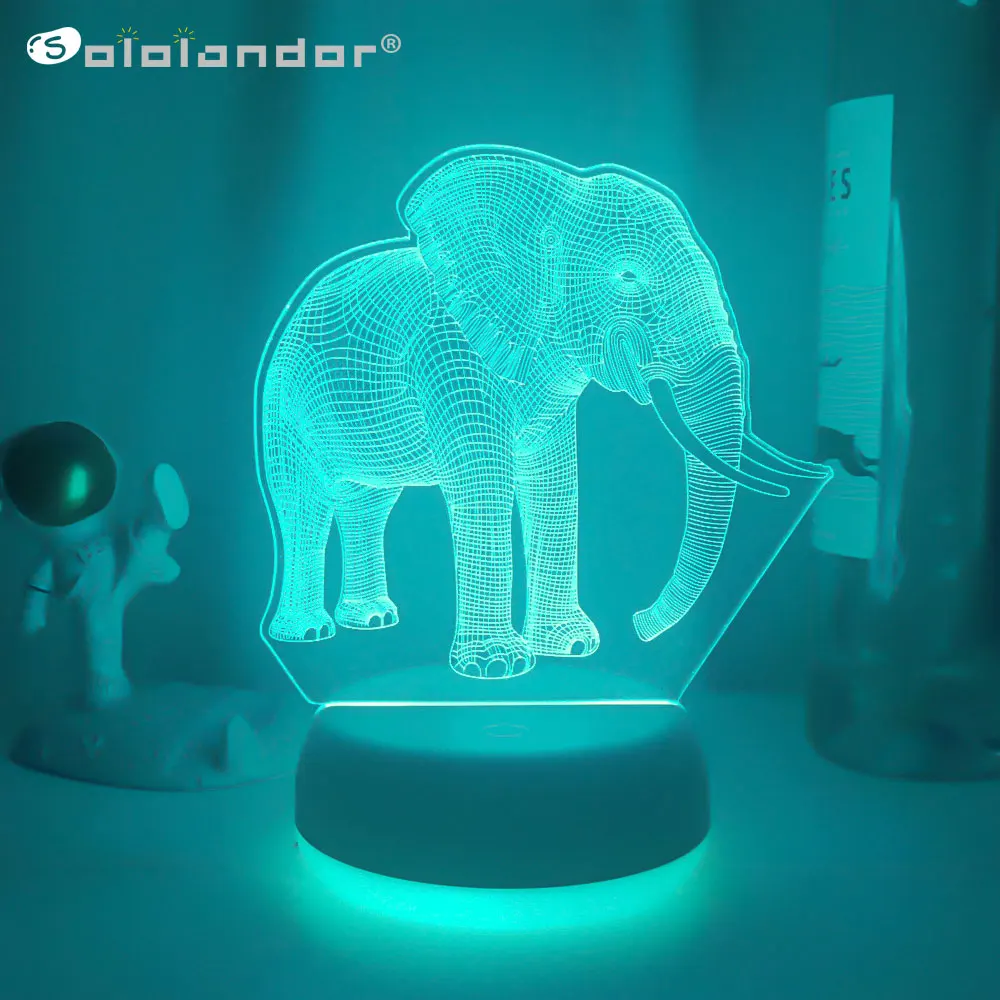 

Ночной светильник «Слон» для детей, декоративный ночсветильник для спальни, крутой подарок на день рождения, настольные лампы с 3d иллюзией ...