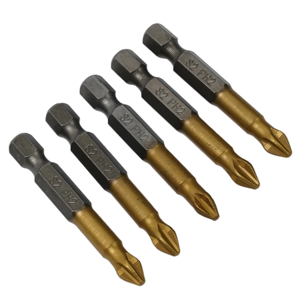 5pcs PH2 50mm Screwdriver Bits Titanium Coated Electric Screw Driver Bit 1/4inch Hex Shank For Cordless Drills
5pcs PH2 50mm Screwdriver Bits Titanium Coated Electric Screw Driver Bit 1/4inch Hex Shank For Cordless Drills
