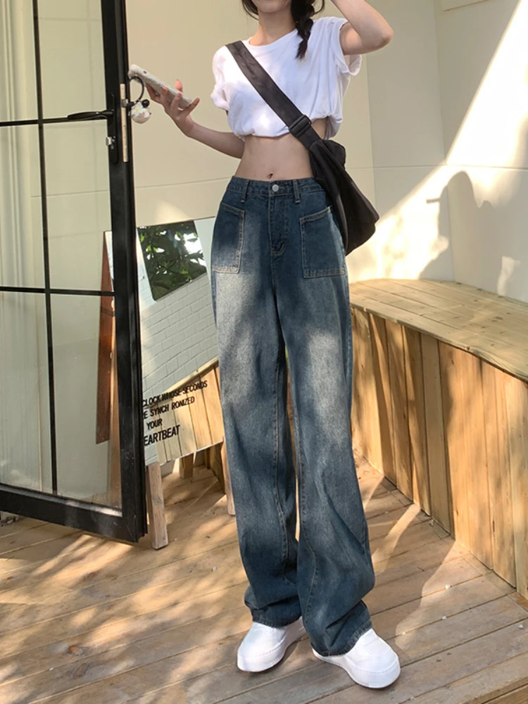YIKUO Vintage Wide Leg Baggy Jeans Women High Waist y2k Streetwear jean Pants 2022 Korean Fashion Retro Long Straight Trousers
YIKUO Vintage Wide Leg Baggy Jeans Women High Waist y2k Streetwear jean Pants 2022 Korean Fashion Retro Long Straight Trousers