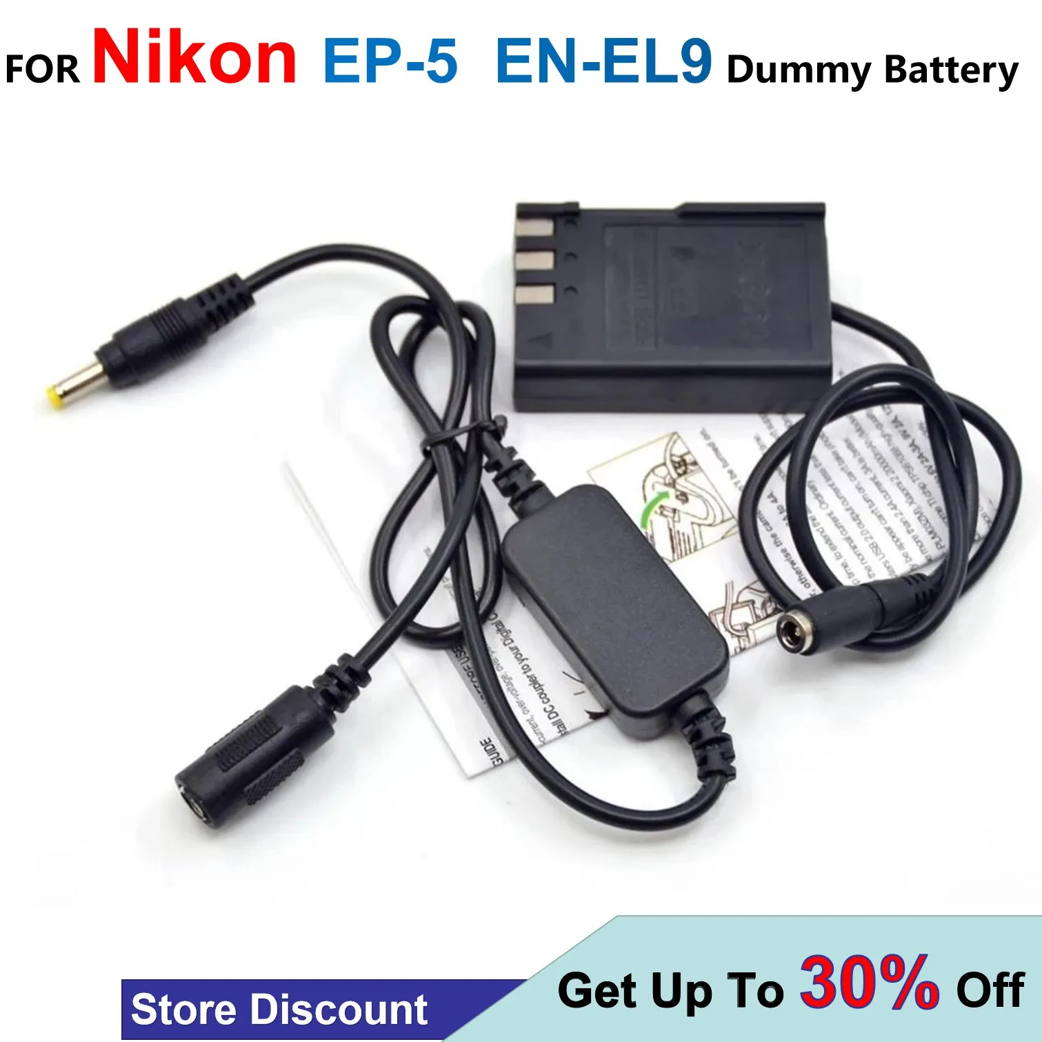 EP-5 DC Coupler EN-EL9 ENEL9 Dummy Battery + 12V-24V Step-Down Charger Cable + For Nikon D40 D40X D60 D3000 D5000 Cameras
EP-5 DC Coupler EN-EL9 ENEL9 Dummy Battery + 12V-24V Step-Down Charger Cable + For Nikon D40 D40X D60 D3000 D5000 Cameras