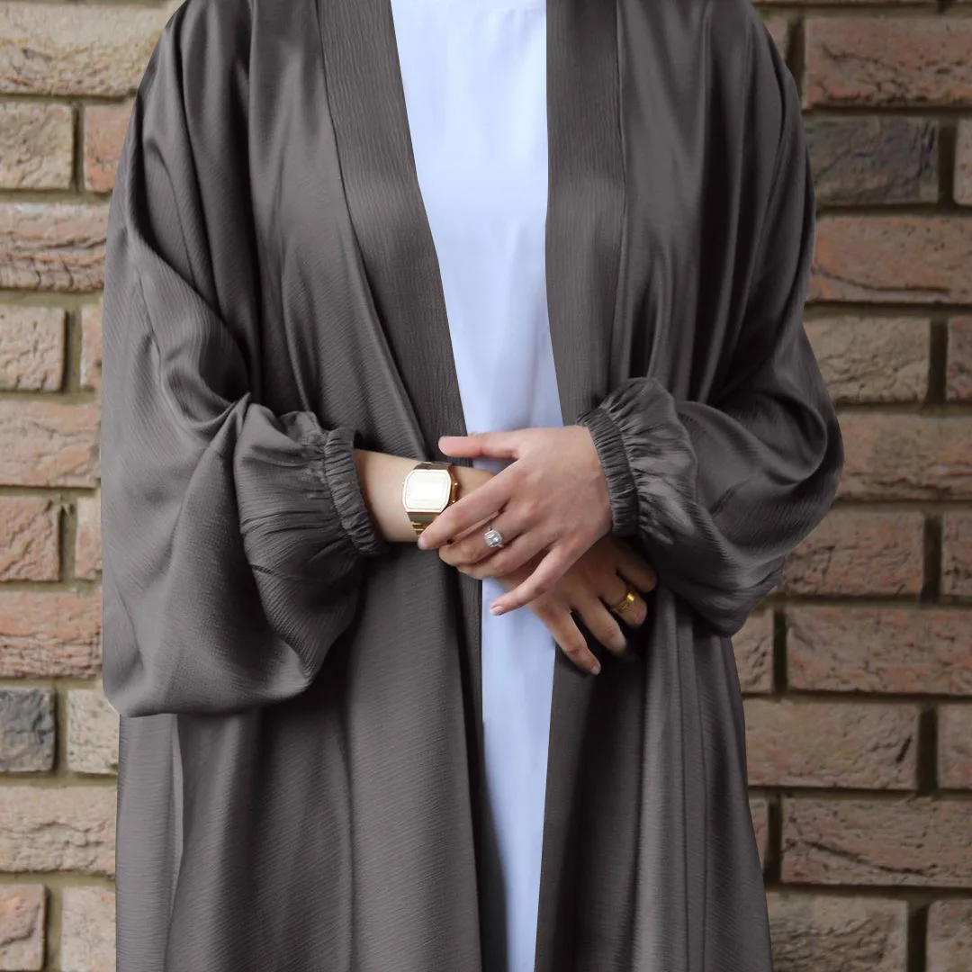 

Халат Рамадан ИД модное кимоно мусульманское платье гладкое Шелковистое элегантное однотонное длинное мусульманское платье абайя Женская скромная одежда