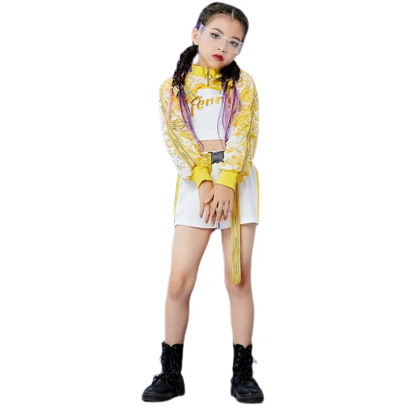 New Jazz Dance Costumes Yellow Sequined Sleeves Hiphop Suit Street Dance Wear Hip Hop Clothing For Girls Stage Costumes
New Jazz Dance Costumes Yellow Sequined Sleeves Hiphop Suit Street Dance Wear Hip Hop Clothing For Girls Stage Costumes