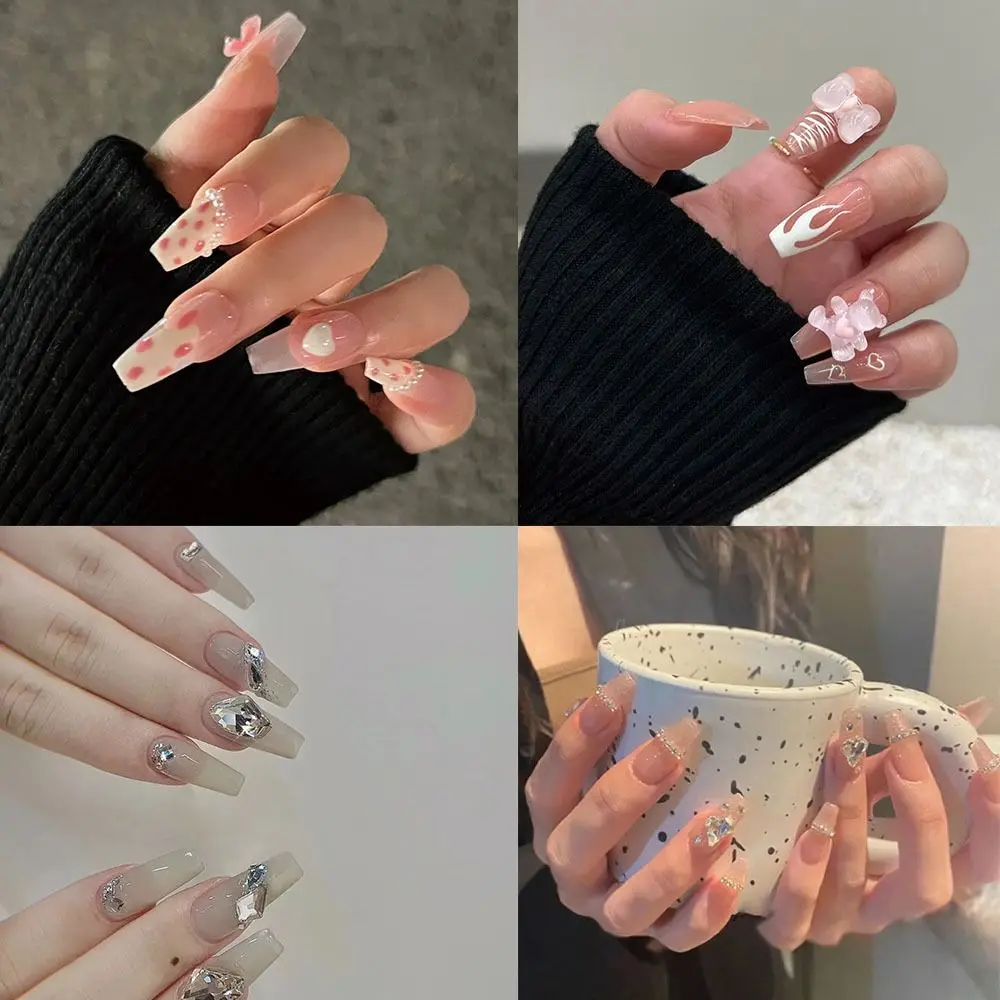 24pcs Manicure Crystal Love Heart Press on Nails Pink Butterfly DIY Long French Fake Nails Ballerina 
24pcs Manicure Crystal Love Heart Press on Nails Pink Butterfly DIY Long French Fake Nails Ballerina