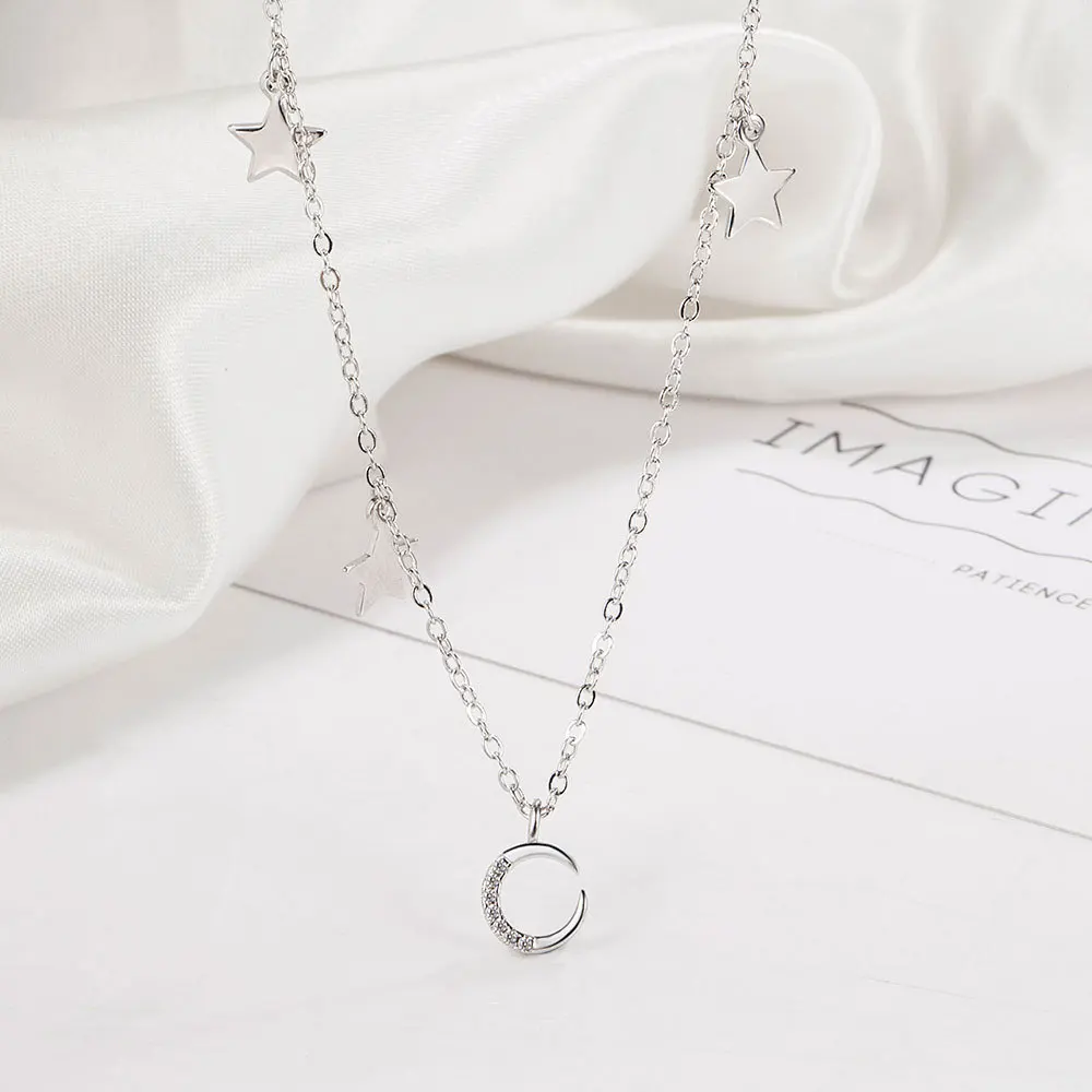 925 Stamp Silver color Moom Star Necklaces For Women Vintage Chain Wedding Fashion Fine Jewelry Gift Female Trend GaaBou
925 Stamp Silver color Moom Star Necklaces For Women Vintage Chain Wedding Fashion Fine Jewelry Gift Female Trend GaaBou