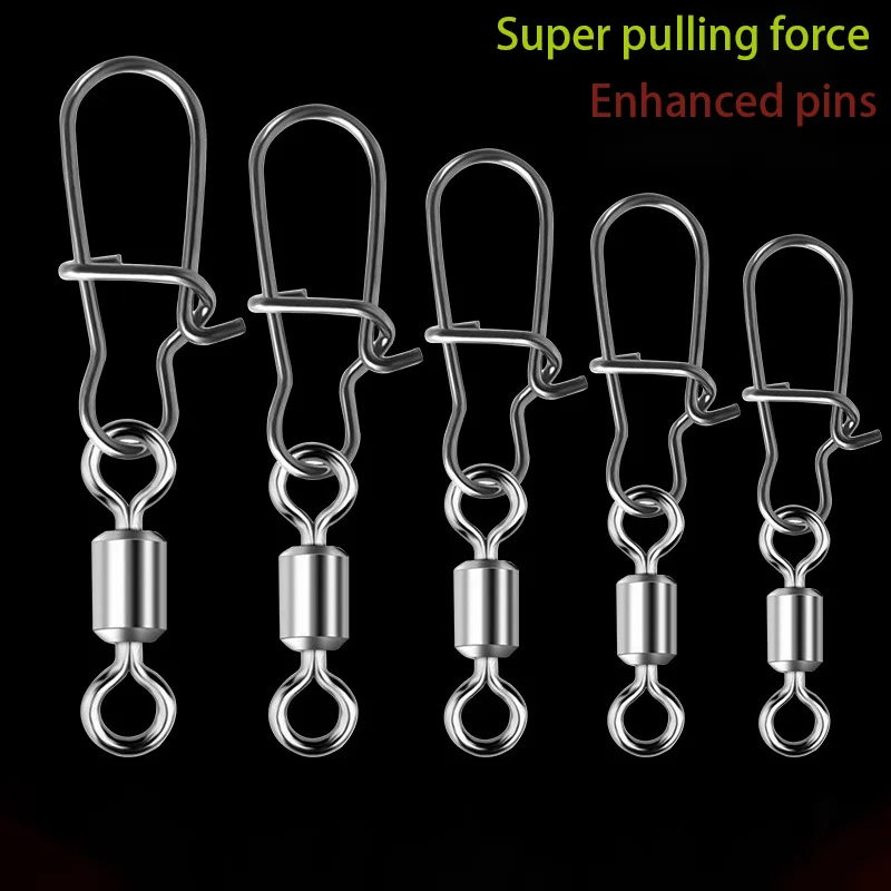 

50PCS Pike Fishing Accessories Connector Pin Bearing Rolling Swivel Stainless Steel Snap Fishhook Lure Swivels Tackle