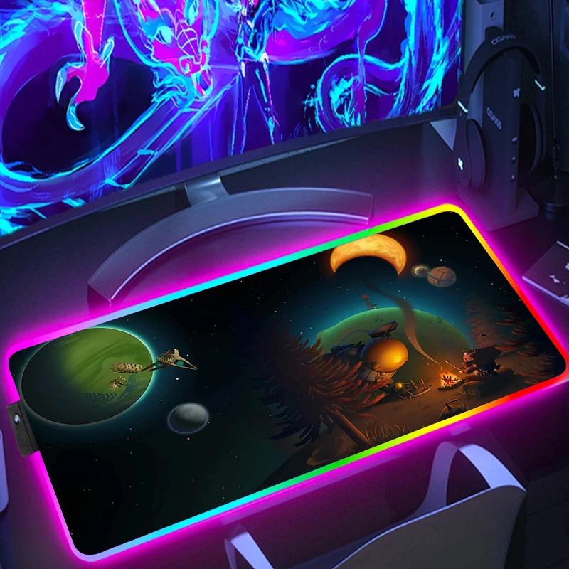 

Backlight Mousepad Xxl Gaming Mouse Pad Rgb Outer Wilds Gamer Keyboard Desk Mat Pc Accessories Mats Large Anime Extended Backlit