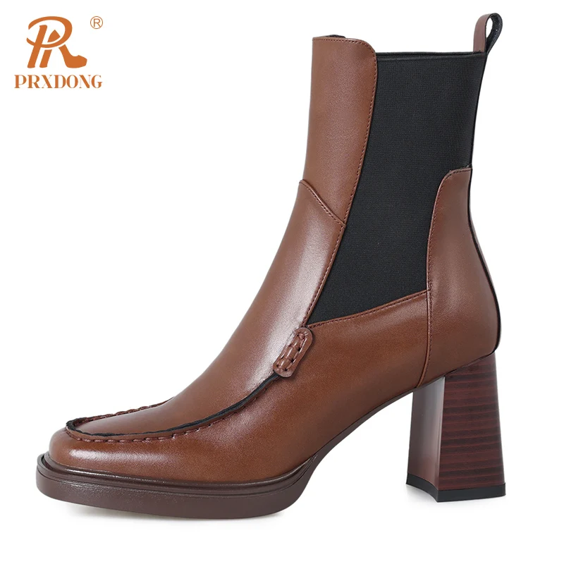 PRXDONG New Brand Genuine Leather High Heels Square Toe Black Brown Retro Dress Party Work Female Shoes Ankle Boots Autumn 39
PRXDONG New Brand Genuine Leather High Heels Square Toe Black Brown Retro Dress Party Work Female Shoes Ankle Boots Autumn 39