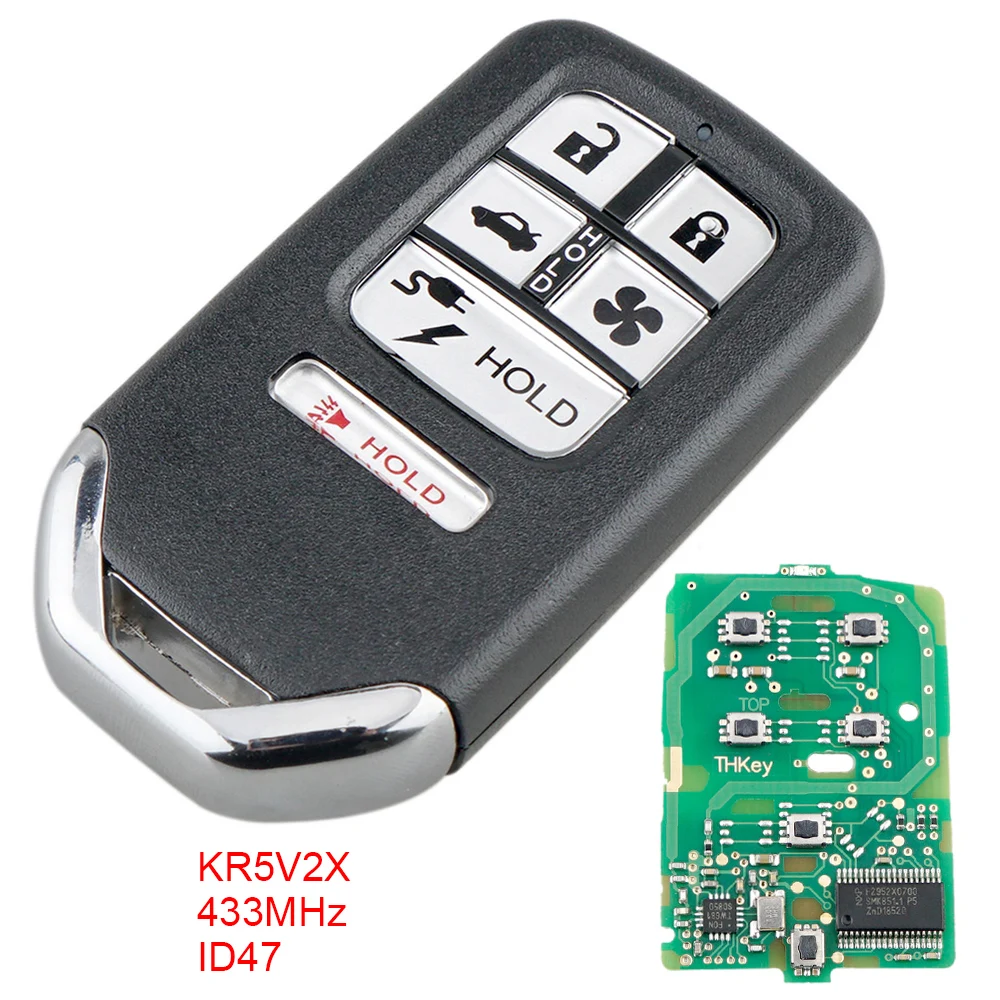 433Mhz FSK 6 Buttons Universal ABS + Metal Smart Keyless Car Remote Fob with ID47 Chip KR5V2X Fit for Honda Clarity 2018
433Mhz FSK 6 Buttons Universal ABS + Metal Smart Keyless Car Remote Fob with ID47 Chip KR5V2X Fit for Honda Clarity 2018