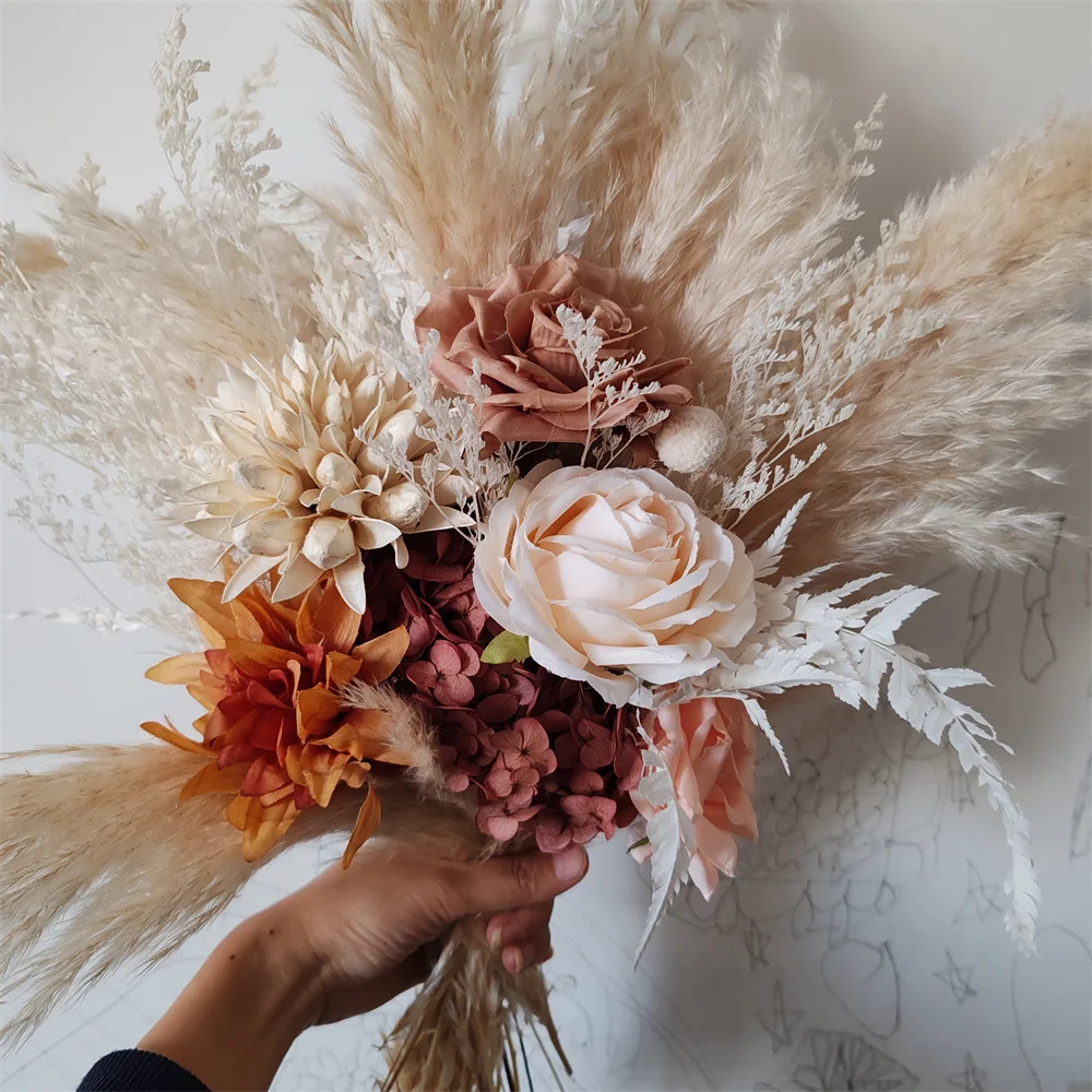 

Сушеные цветы, пампасы, трава, свадебные букеты для невесты, деревенский Свадебный букет в стиле бохо на осень, винтажный Свадебный декор для вечеринки, церемонии
