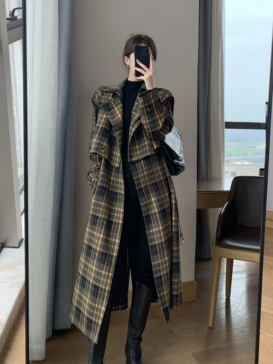 New Casual Retro Plaid Windbreaker Women's Clothing 2023 Spring Autumn Long Trench Coats fp706
New Casual Retro Plaid Windbreaker Women's Clothing 2023 Spring Autumn Long Trench Coats fp706