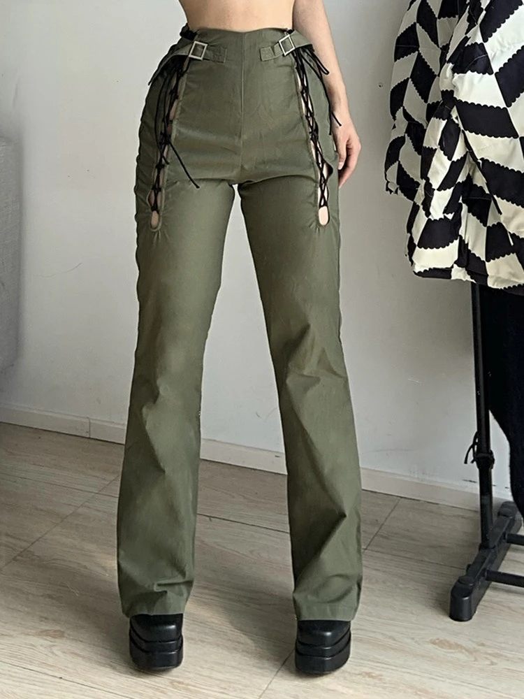 Green Streetwear Buckle Cargo Pants Women Bandage High Waist Punk Style Grunge Joggers Vintage 90s Straight Trousers
Green Streetwear Buckle Cargo Pants Women Bandage High Waist Punk Style Grunge Joggers Vintage 90s Straight Trousers