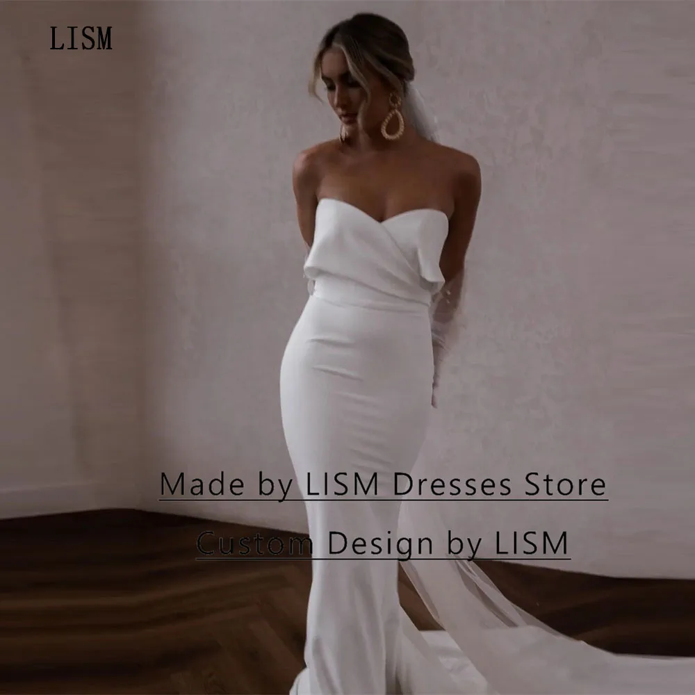 LISM Sweetheart Mermaid Court Train Bride Gowns Sleeveless For Engagement Party Dress Sheath Bridal Gown Simple Custom Made 2023
LISM Sweetheart Mermaid Court Train Bride Gowns Sleeveless For Engagement Party Dress Sheath Bridal Gown Simple Custom Made 2023
