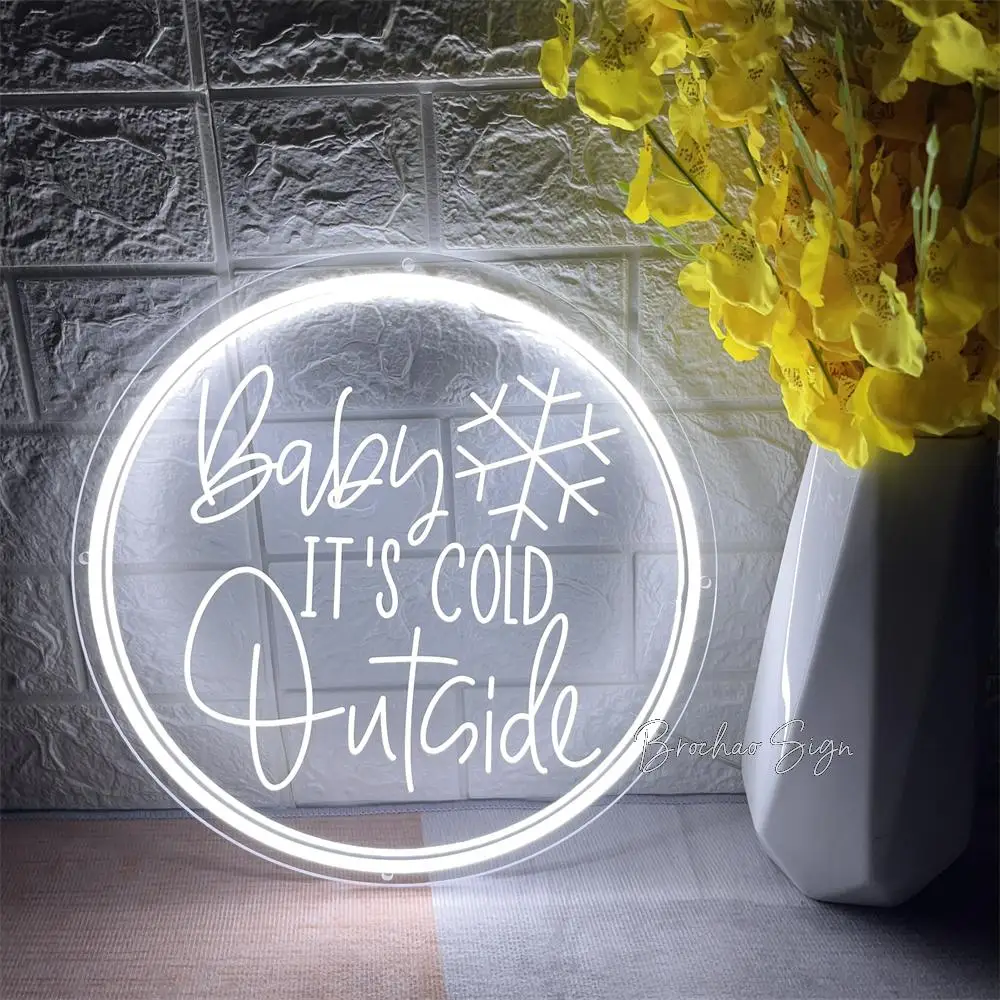 

Christmas Decoration Neon Light baby it's cold outside LED Lights Custom Carving Neon Sign For Home Bedroom Room Wall Decor