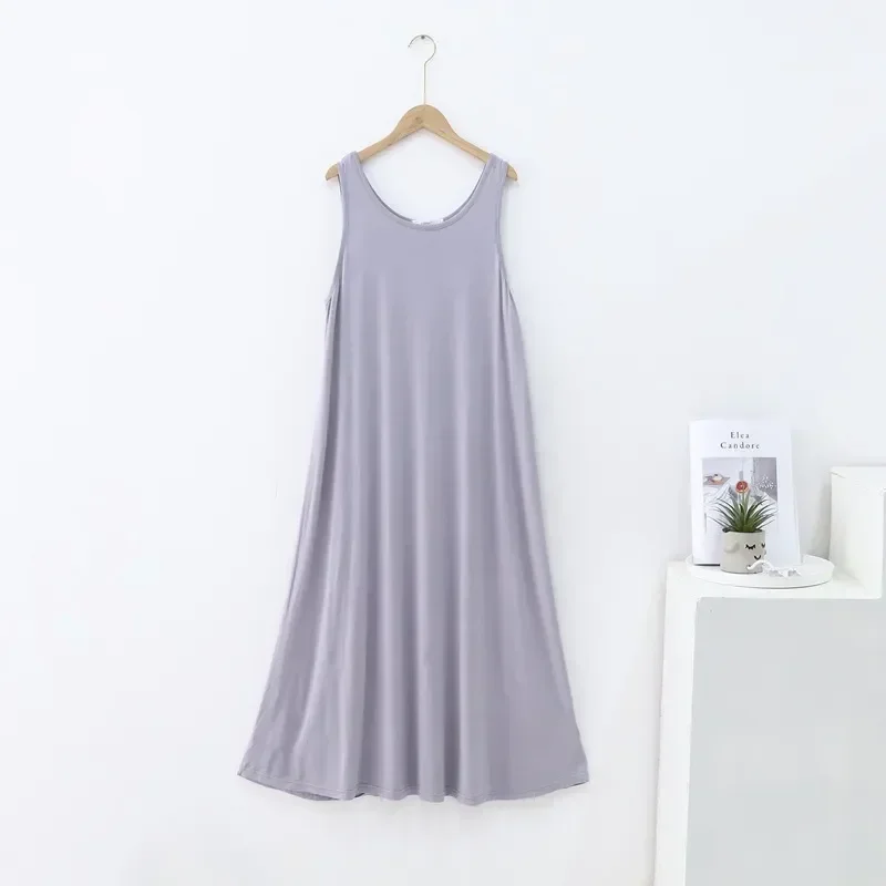 

Modal Female Dresses Summer Nightshirt Loose Size Top Women's Sleeveless Night Nightgowns Casual Dress Tank Large Sleepwear