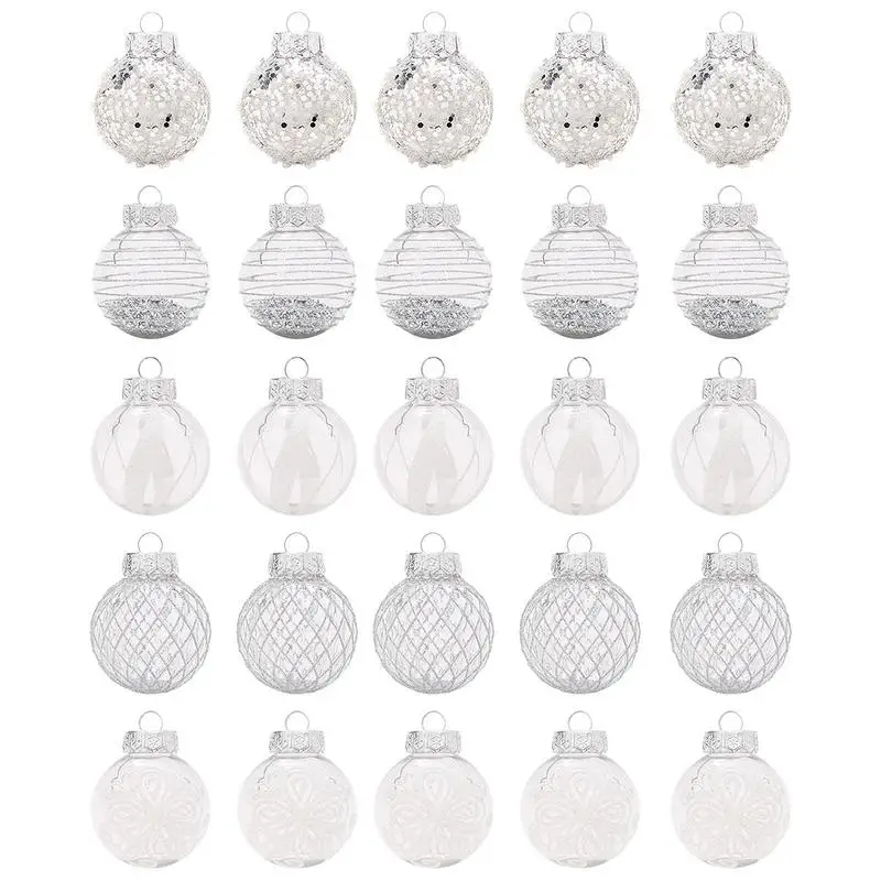 Блестящие Рождественские шары с рождественским орнаментом 25 шт., декоративные серебряные и белые подвесные шары, украшения на дерево для 
Блестящие Рождественские шары с рождественским орнаментом 25 шт., декоративные серебряные и белые подвесные шары, украшения на дерево для
