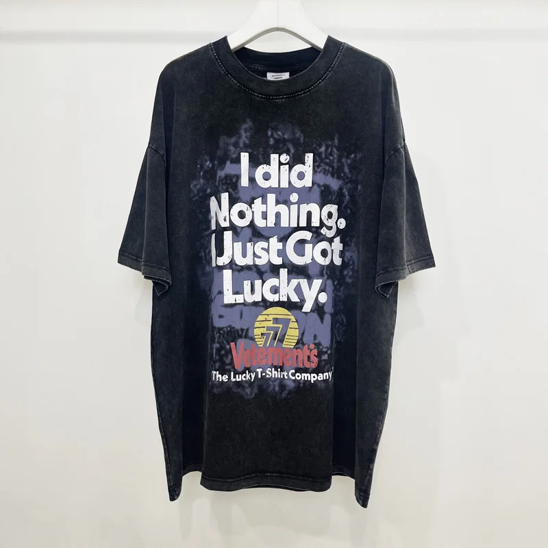 VETEMENTS Cotton T-shirts Lucky777 Letter Printed Oversized Washed Do Old Men Women 1:1 Short Sleeves
VETEMENTS Cotton T-shirts Lucky777 Letter Printed Oversized Washed Do Old Men Women 1:1 Short Sleeves
