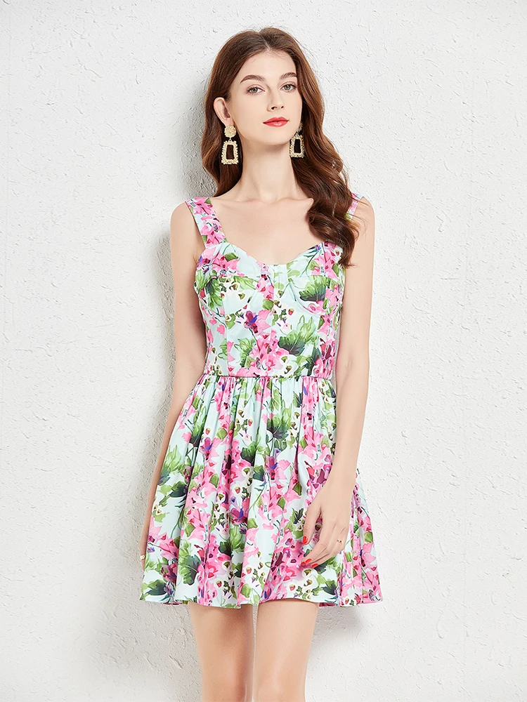 Fashion Designer Summer Padded Strapless Dress Women Sleeveless Sling Printing Flower Lady Vacation Colours Mini Dress N434
Fashion Designer Summer Padded Strapless Dress Women Sleeveless Sling Printing Flower Lady Vacation Colours Mini Dress N434