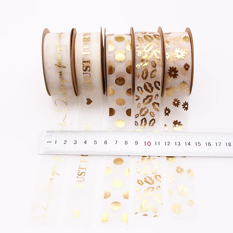 1Roll DIY Crafts Polyester For Wedding Decorate Gold Foil Printed 10M Christmas Decor Gift Packaging Organza Ribbon Multipurpose
1Roll DIY Crafts Polyester For Wedding Decorate Gold Foil Printed 10M Christmas Decor Gift Packaging Organza Ribbon Multipurpose