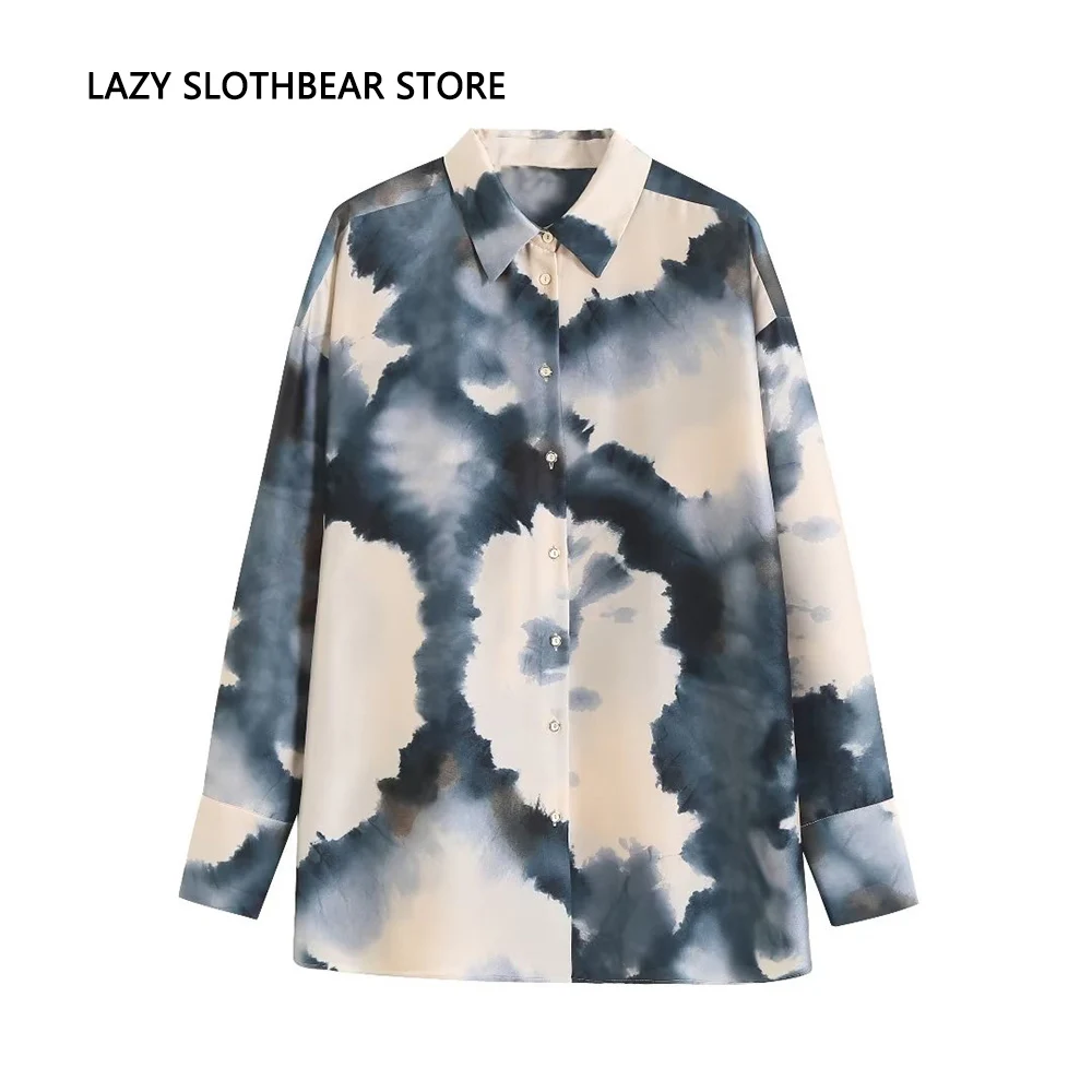 New European style women's spring and summer tie-dyed blouse long-sleeved lapel top shirt elegant loose blouse
New European style women's spring and summer tie-dyed blouse long-sleeved lapel top shirt elegant loose blouse