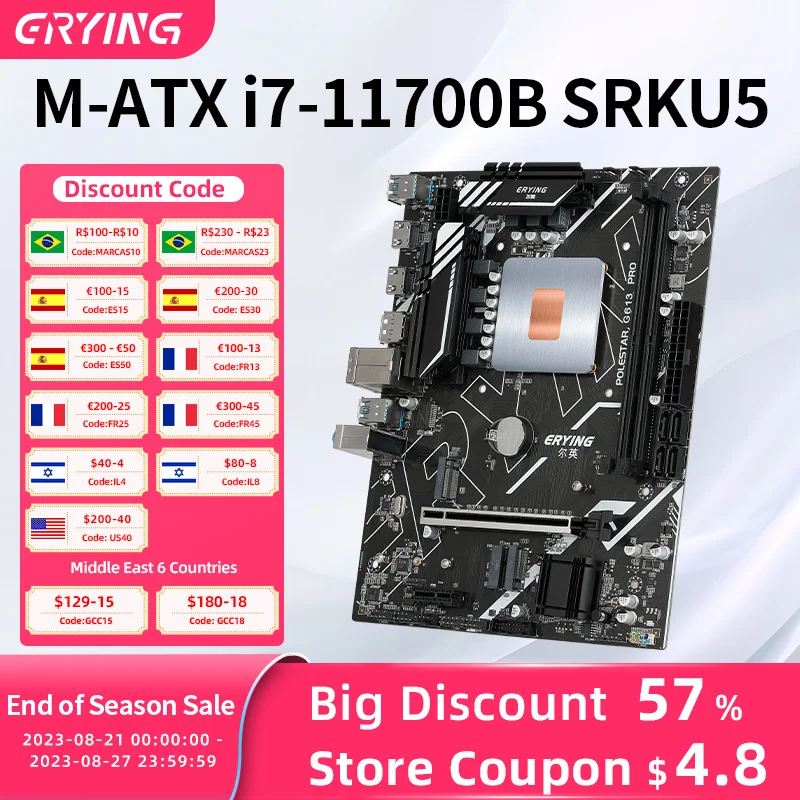 ERYING Desktop Motherboard with Onboard Core CPU Kit i7 11700B SRKU5 i7-11700B 3.2GHz 8C16T DDR4 Gaming PC Computer Assembly Set
ERYING Desktop Motherboard with Onboard Core CPU Kit i7 11700B SRKU5 i7-11700B 3.2GHz 8C16T DDR4 Gaming PC Computer Assembly Set