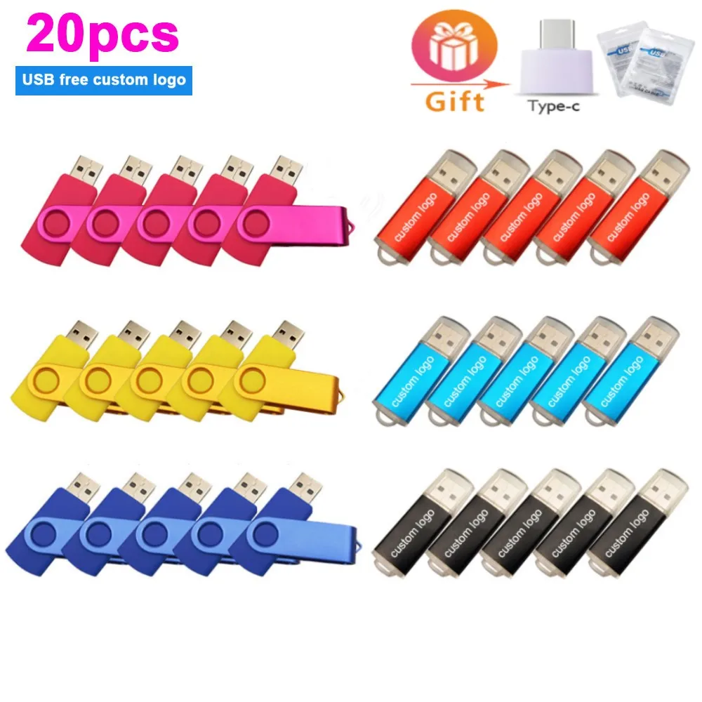 

USB Flash Drives 20PCS/lot Pen Drive 512MB 1GB 2GB 4GB 8GB 16GB Pendrive Memory Stick 32GB 64GB 128GB USB Stick Free Custom Logo