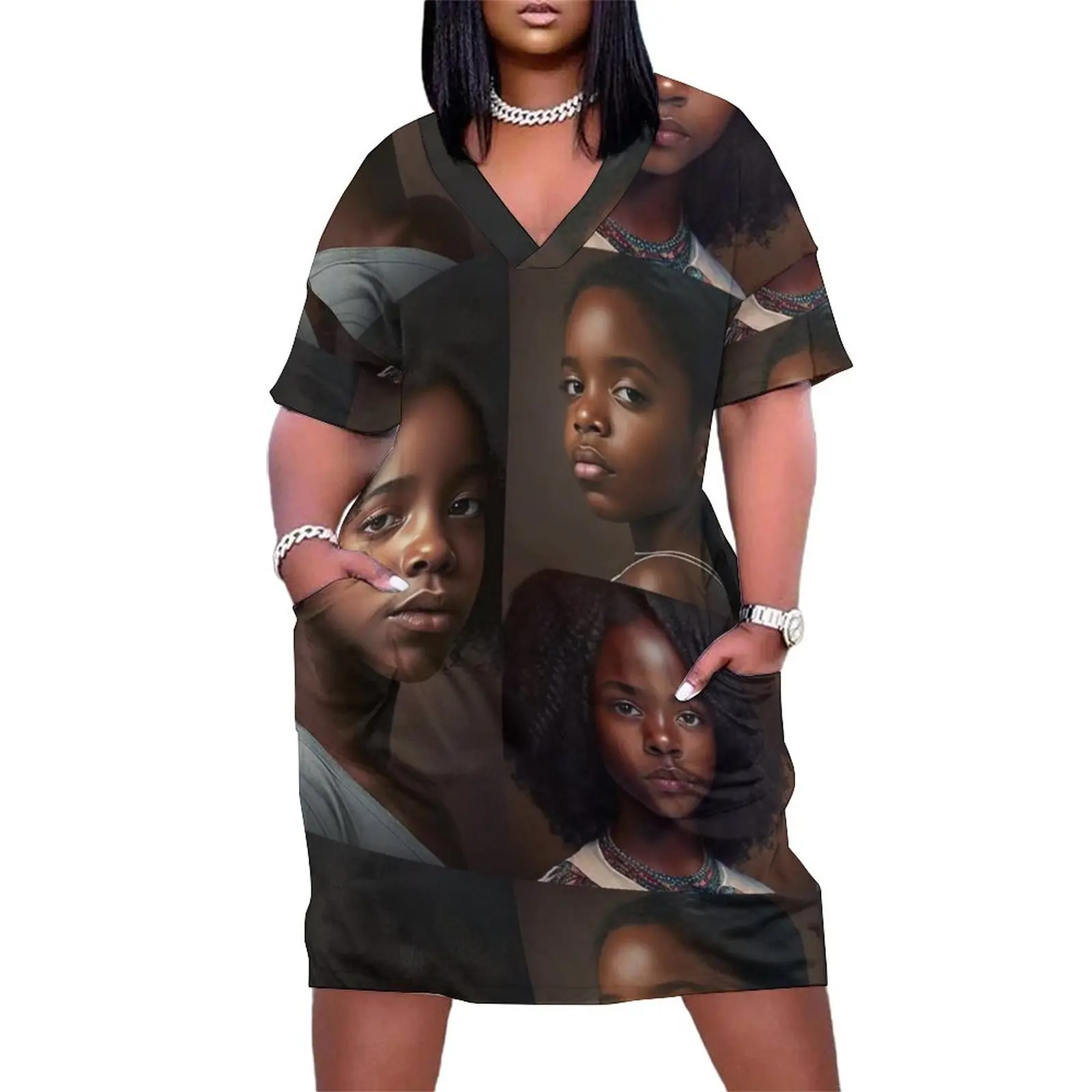 New Arrivals African Women Artist V-neck Dress Women's Luxury Design Pocket Dress For Style Short Sleeve Pocket Gowns
New Arrivals African Women Artist V-neck Dress Women's Luxury Design Pocket Dress For Style Short Sleeve Pocket Gowns