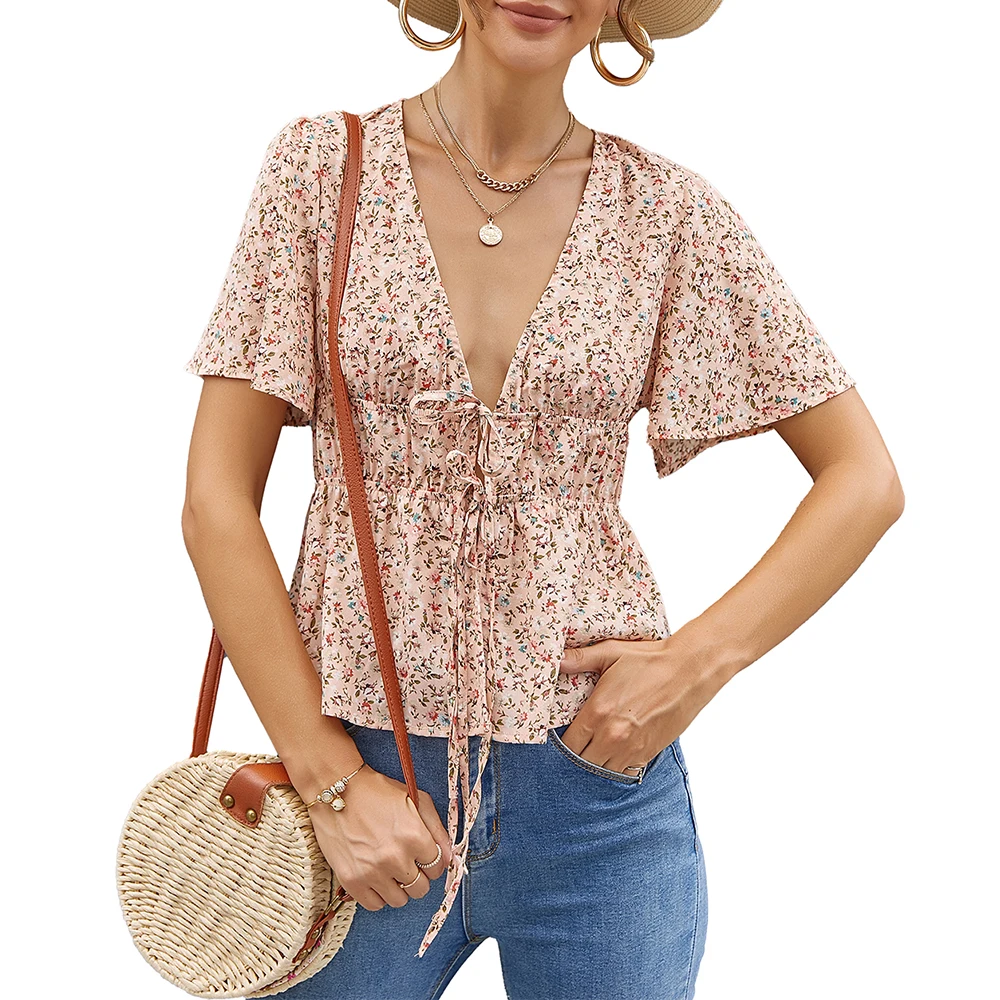 Butterfly Sleeve Blusas Mujer De Moda 2022 Verano Print Shirts for Women V Neck Lace Up Beach Casual Blouse Tops Women Shirts
Butterfly Sleeve Blusas Mujer De Moda 2022 Verano Print Shirts for Women V Neck Lace Up Beach Casual Blouse Tops Women Shirts