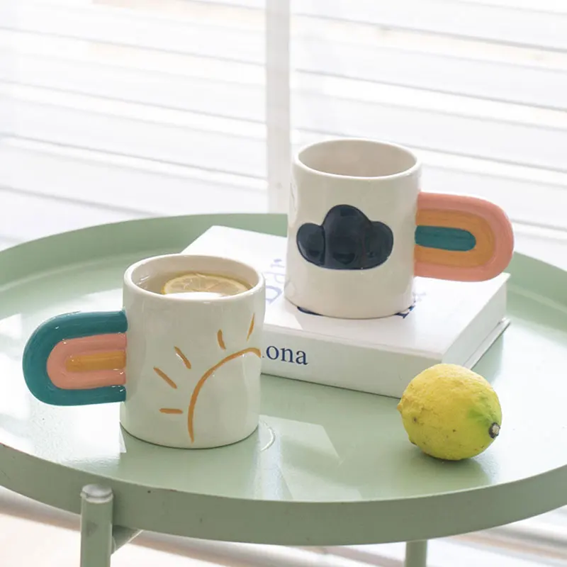 Creative Hand Painted Rainbow Handle Mugs Ceramic Sun Cloud Coffee Mug Personalized Milk Water Cups Gift for Couple Birthday Her
Creative Hand Painted Rainbow Handle Mugs Ceramic Sun Cloud Coffee Mug Personalized Milk Water Cups Gift for Couple Birthday Her