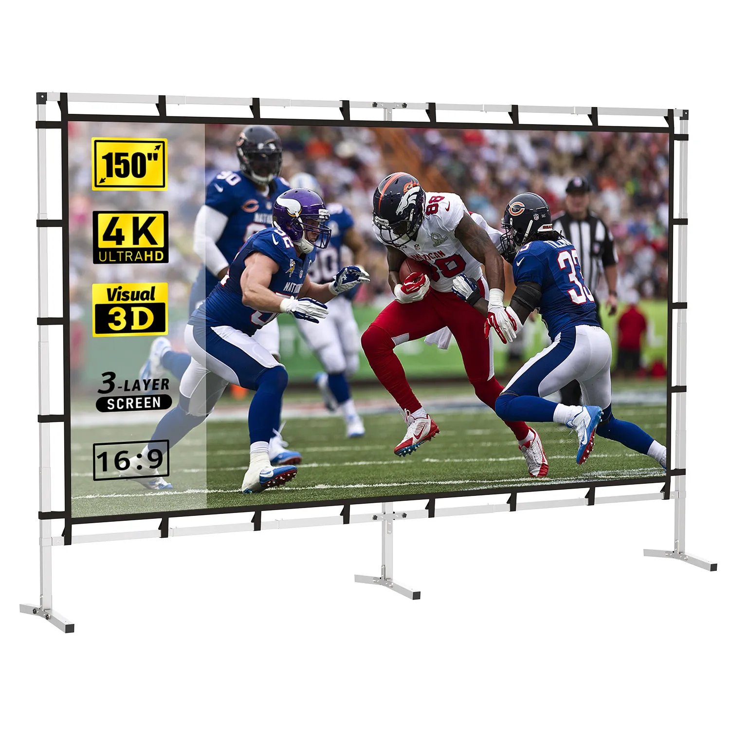 150 Inches 16:9 Simple soft fabric Projector Screen Portable Foldable with 3 Tripod stand
150 Inches 16:9 Simple soft fabric Projector Screen Portable Foldable with 3 Tripod stand
