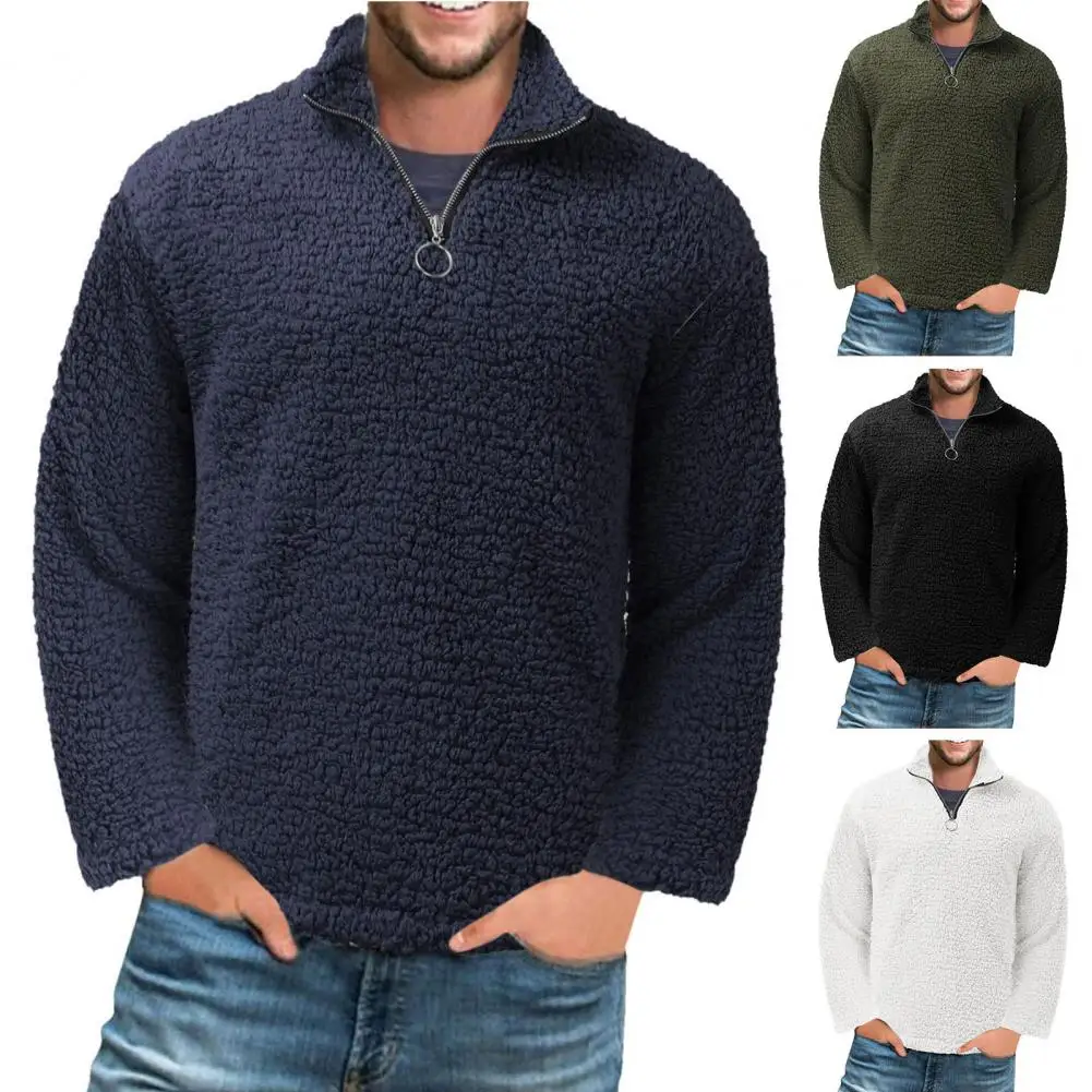 Trendy Sweatshirt Coat Autumn Winter Men Jacket Half Zipper Washable Plush Sweatshirt Jacket Coldproof 
Trendy Sweatshirt Coat Autumn Winter Men Jacket Half Zipper Washable Plush Sweatshirt Jacket Coldproof