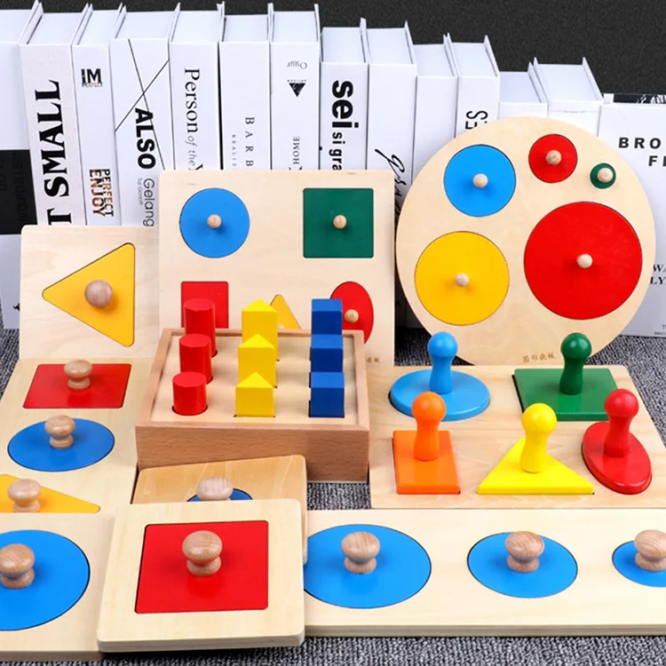 

Деревянные пазлы для раннего обучения, развивающие игрушки для детей, детские фигуры, соответствующие панели головоломки, геометрические г...