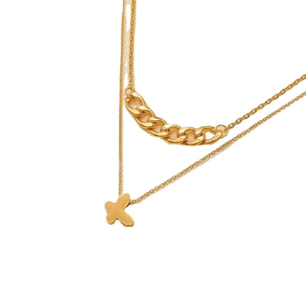gold double layer necklace, fashionable niche butterfly color retention pendant chain collarbone Simple titanium steel genuine
gold double layer necklace, fashionable niche butterfly color retention pendant chain collarbone Simple titanium steel genuine