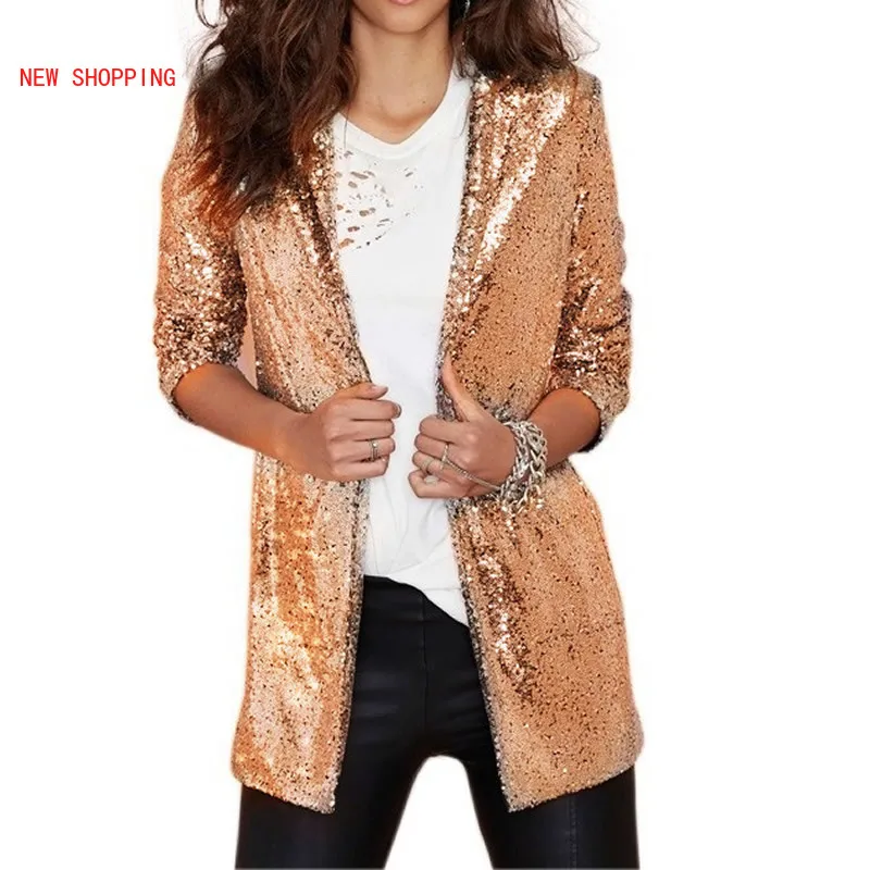 Autumn Women Sequin Blazers Jacket Gold Bling Silver Black Long Sleeve Elegant Suit Coat Night Club Glitter Shiny Punk Outwear
Autumn Women Sequin Blazers Jacket Gold Bling Silver Black Long Sleeve Elegant Suit Coat Night Club Glitter Shiny Punk Outwear