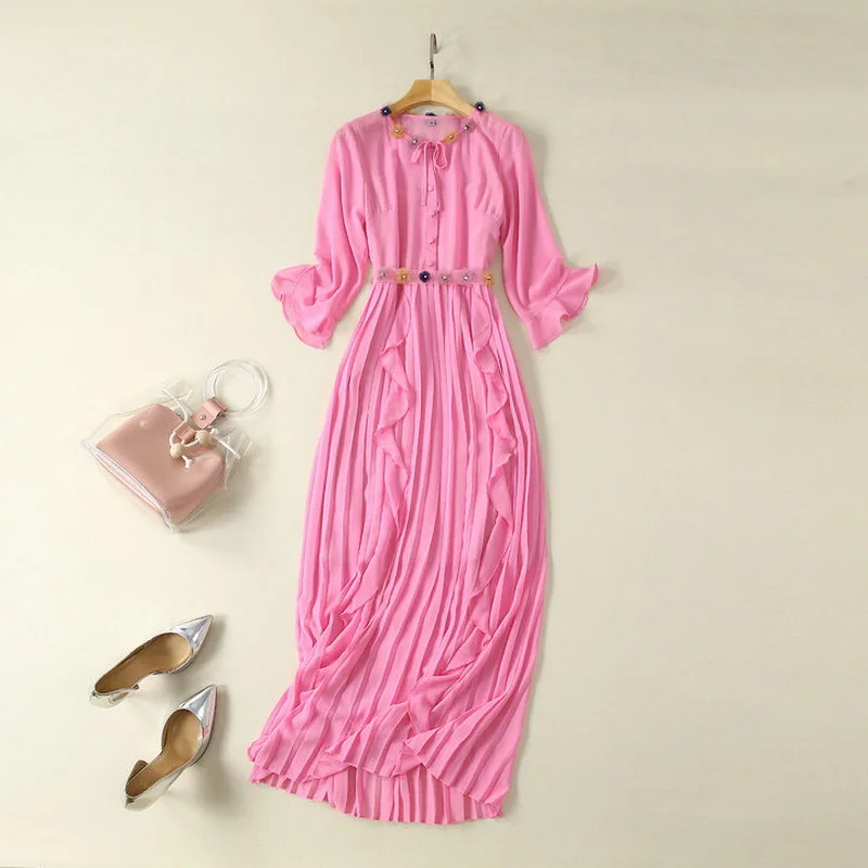 Europe and America 2022 spring and summer new Nail Drill three-dimensional flower Ruffle Chiffon Pleated Dress Dress
Europe and America 2022 spring and summer new Nail Drill three-dimensional flower Ruffle Chiffon Pleated Dress Dress