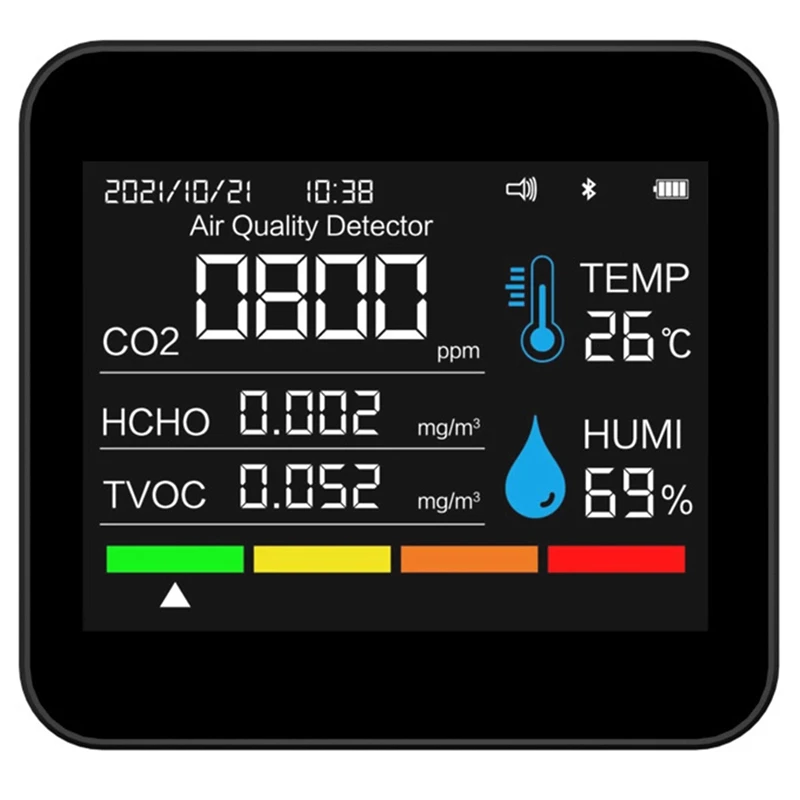

Монитор качества воздуха, измеритель CO2 APP BT, детектор углекислого газа PM2.5 PM1.0 PM10, датчик температуры и влажности углекислого газа, пластик