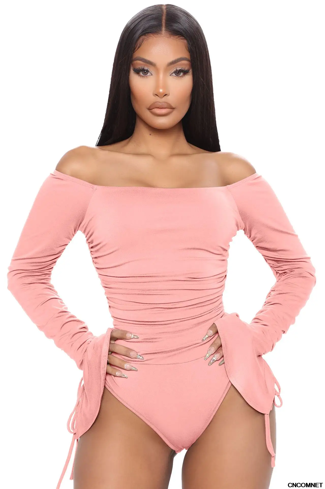 Women Solid Color Bodysuits Shrinkage Drawstring Slash Neck Flare Sleeve Spring Autumn Slim Jumpsuits Femme Clothing 2022
Women Solid Color Bodysuits Shrinkage Drawstring Slash Neck Flare Sleeve Spring Autumn Slim Jumpsuits Femme Clothing 2022