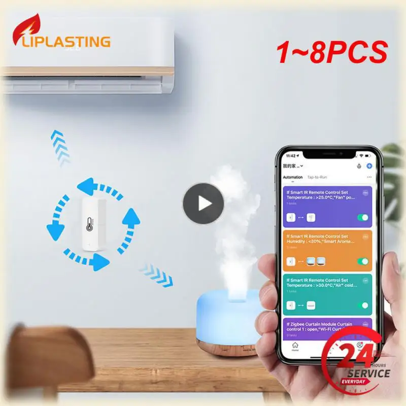 Умный Wi-Fi датчик температуры и влажности Tuya, комнатный гигрометр, контроллер, мониторинг для Alexa Google Home, 1 ~ 8 шт. 
Умный Wi-Fi датчик температуры и влажности Tuya, комнатный гигрометр, контроллер, мониторинг для Alexa Google Home, 1 ~ 8 шт.