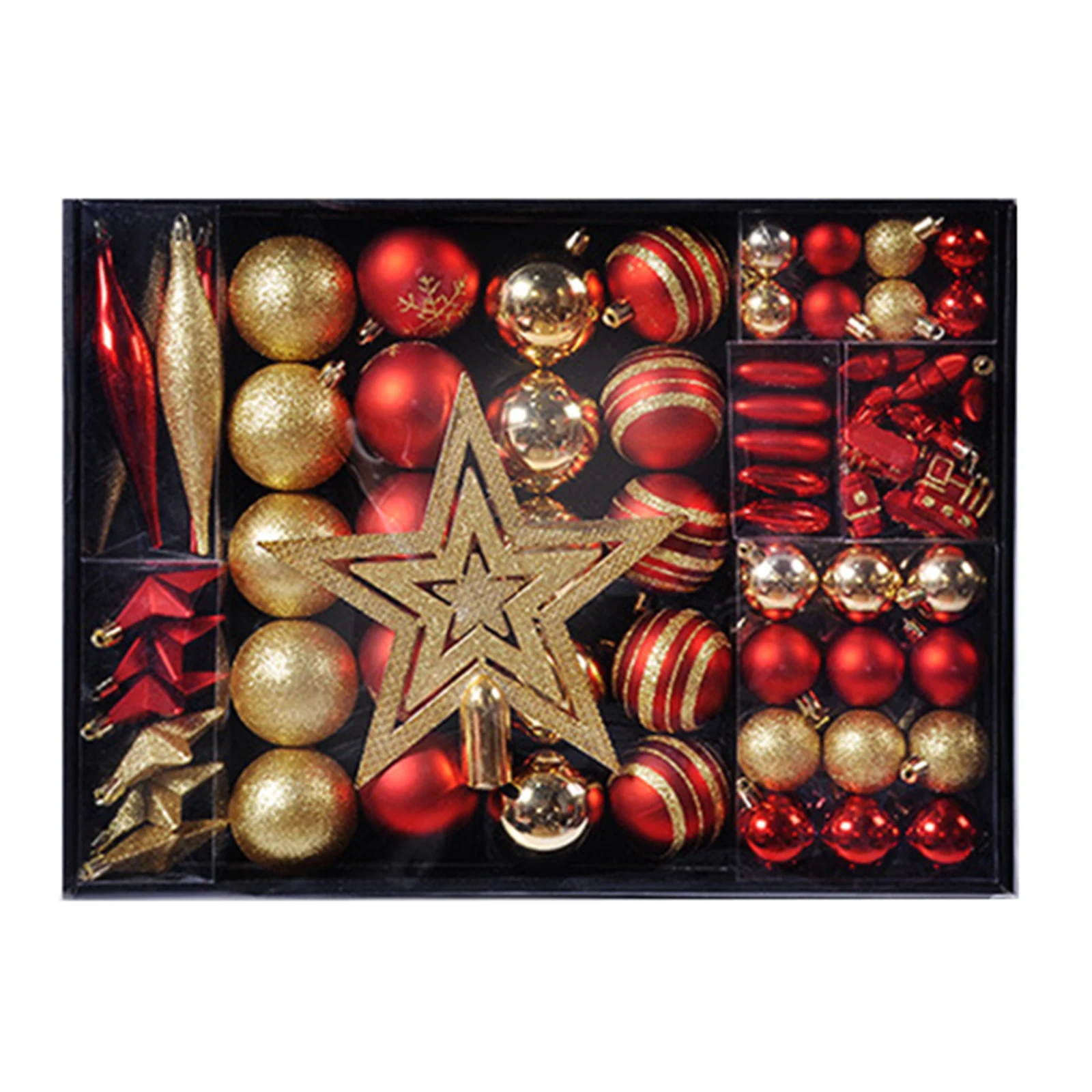 

88PCS Christmas Ball Gift Box Ornaments Various Shapes Painted Balls Pedent For Xmas Tree Holiday Wedding Party Decorations