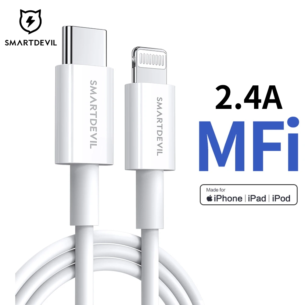 

SmartDevil MFi USB Cable for IPhone 13 12 11 Pro Max PD 20W 2.4A Fast Charging Data Line for iPad Charger USB to Lightning Cable
