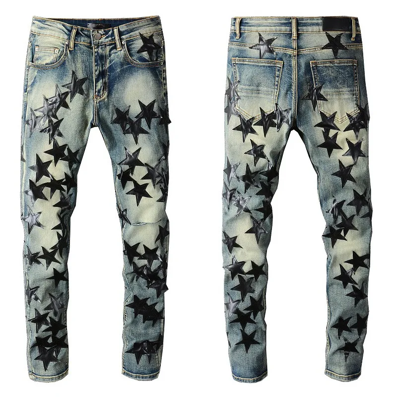 Men Jeans Spring Slim-Fit Patchwork Star Appliques Jeans Streetwear Vintage Mid-Waist Elastic Denim Straight-Leg Pants Trousers
Men Jeans Spring Slim-Fit Patchwork Star Appliques Jeans Streetwear Vintage Mid-Waist Elastic Denim Straight-Leg Pants Trousers