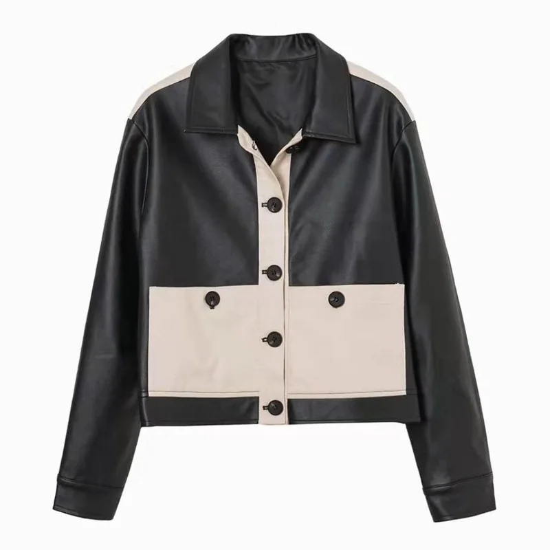 ZCSMLL Contrast Color Short Motorcycle Leather Coat spring autumn Women's 2022 New Korean Design Sense Minority Coat
ZCSMLL Contrast Color Short Motorcycle Leather Coat spring autumn Women's 2022 New Korean Design Sense Minority Coat