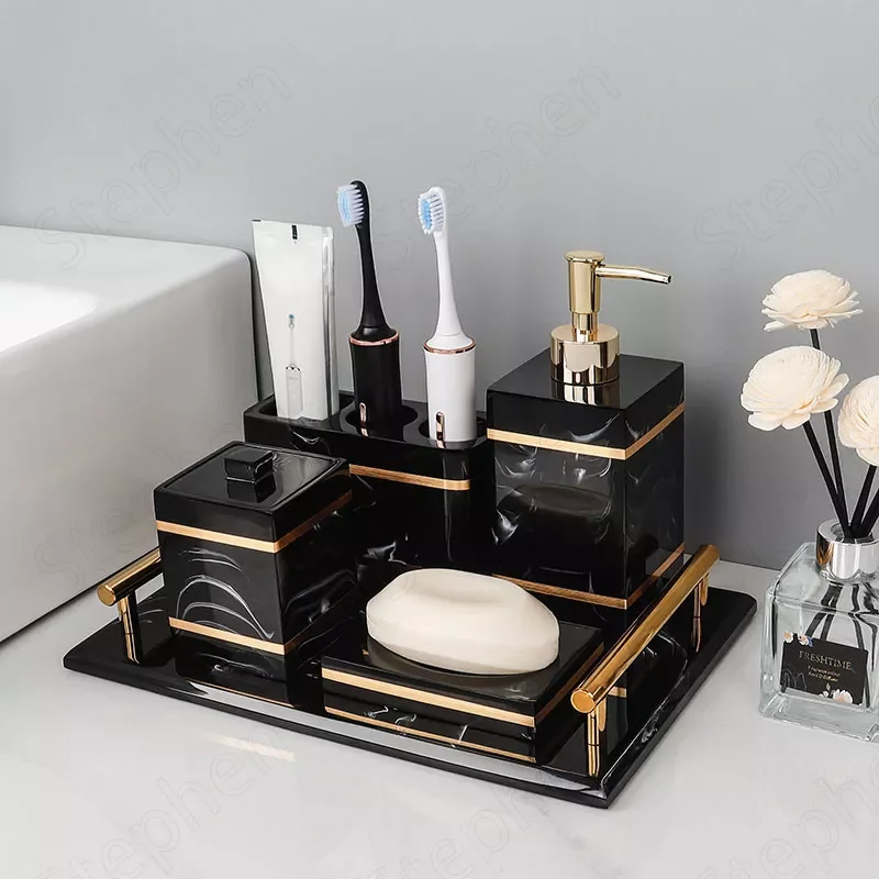 Double Gold Stroke Resin Bathroom Accessories Set European Modern Toothbrush Cup Toothbrush Holder Home Decoration
Double Gold Stroke Resin Bathroom Accessories Set European Modern Toothbrush Cup Toothbrush Holder Home Decoration