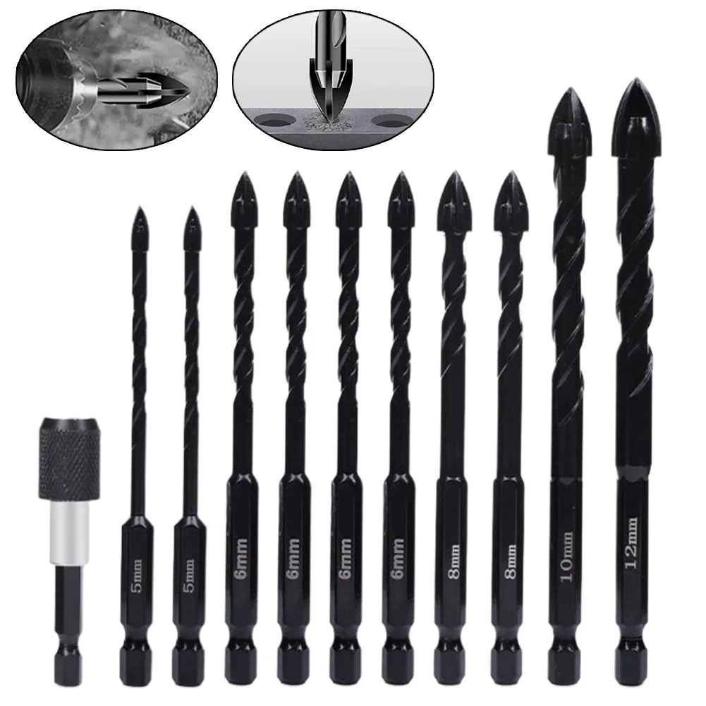 11PCS/set Hex Tile Glass Drill Bit Alloy Triangle Stone Glass Ceramic Concrete Drill Bit Extension Hole Opener Universal Tool
11PCS/set Hex Tile Glass Drill Bit Alloy Triangle Stone Glass Ceramic Concrete Drill Bit Extension Hole Opener Universal Tool