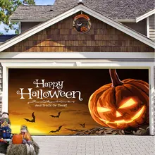 Happy Halloween Jack Lantern Garage Door Banner Mural, Scary Pumpkin Creepy Halloween Garage Door Banner Mural, Halloween Decora